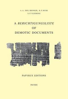 Hardcover A Berichtigungsliste of Demotic Documents. A. Papyrus Editions Book