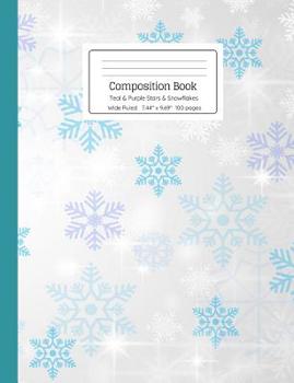 Paperback Composition Book Teal & Purple Stars & Snowflakes Wide Ruled Book