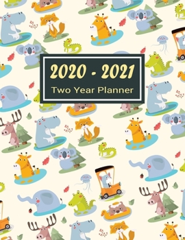 Paperback 2020-2021 Two Year Planner: Cute Animals Two Year Planner, Two Year Calendar 2020-2021, Daily Monthly Planner 2020 Size 8.5 x 11 Inch, Business Pl Book