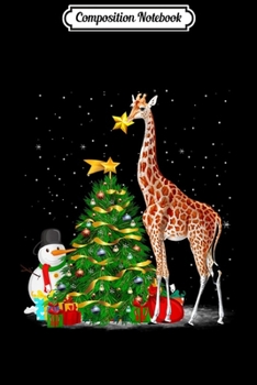 Composition Notebook: Giraffe Costume Santa Lights Hat In Snow Christmas  Journal/Notebook Blank Lined Ruled 6x9 100 Pages