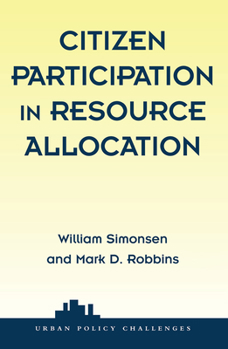 Hardcover Citizen Participation In Resource Allocation Book