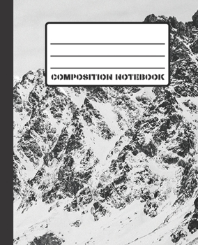 Composition Notebook: Mountain Design Matte Cover 100 White Pages (50 Sheets) 7.5" x 9.25" College Ruled Line Paper With Left Margin
