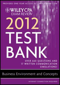 CD-ROM Wiley CPA Exam Review 2012 Test Bank 1 Year Access, Business Environments and Concepts Book