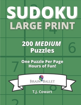 Paperback Sudoku Large Print: 200 Medium Puzzles One Puzzle Per Page [Large Print] Book