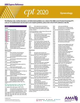 Wall Chart CPT 2020 Express Reference Coding Card: Gynecology Book