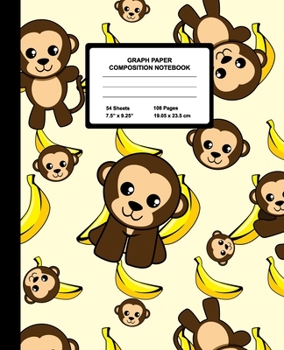 Graph Paper Composition Notebook: Quad Ruled 4 Squares Per Inch Sheets, Math and Science Grid Note Book for Elementary Students, Little Monkey