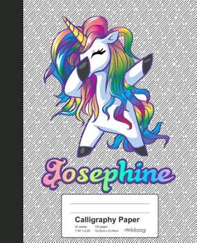 Paperback Calligraphy Paper: JOSEPHINE Unicorn Rainbow Notebook Book