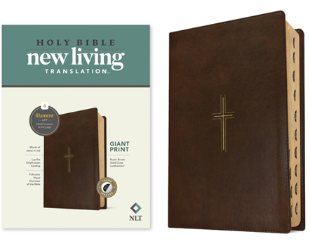Imitation Leather NLT Giant Print Bible, Filament Enabled (Leatherlike, Rustic Brown Gold Cross, Indexed, Red Letter) [Large Print] Book