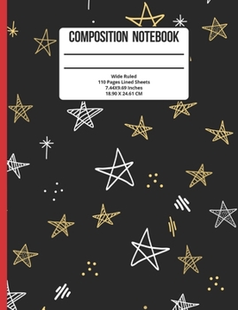 Composition Notebook Wide Ruled: Stars 110 Pages