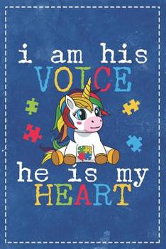 Paperback Autism Awareness: Im His Voice He's My Heart Unicorn Puzzle Composition Notebook College Students Wide Ruled Line Paper 6x9 Mom Dad Supp Book