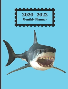 Paperback 2020-2022 Monthly Planner: Great White Shark Fish Design Cover 2 Year Planner Appointment Calendar Organizer And Journal Notebook Large Size 8.5 Book