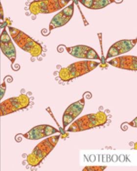 Notebook: Large College Ruled Notebook for Everyday Use Soft Pink with Dragonflies