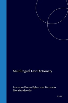 Hardcover Multilingual Law Dictionary: English, Français, Español, Deutsch Book