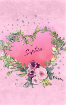 Sophia: Personalized Small Journal | Gift Idea  for Women & Girls (Pink Floral Heart Wreath)