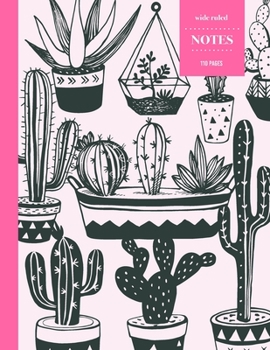 Wide Ruled Notes 110 Pages: Cactus Notebook for Kids, Teens and Students | Succulent Llama Pattern