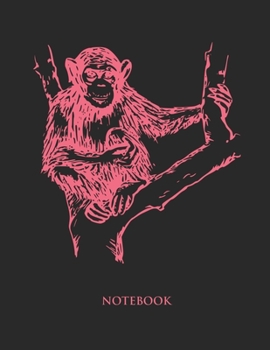 Paperback Chimpanzee Notebook: College Wide Ruled Notebook - Large (8.5 x 11 inches) - 110 Numbered Pages - Pink Softcover Book