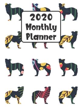 Paperback 2020 Monthly Planner: Australian Shepherd Aussie Dog - 12 Month Planner Calendar Organizer Agenda with Habit Tracker, Notes, Address, Passwo Book