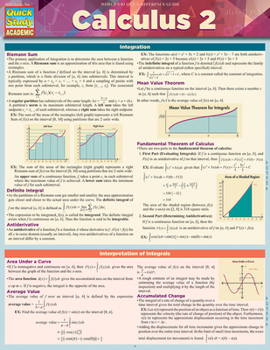 Misc. Calculus 2: A Quickstudy Laminated Reference Guide Book