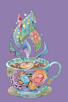 Paperback Dot Grid Notebook: 150 Page Journal - 6x9" (15.24 x 22. 86 cm) - White Paper - Purple Cover with Teacup Illustration Book