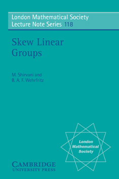 Paperback Skew Linear Groups Book