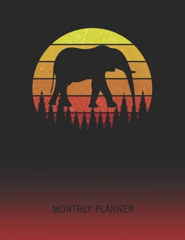 Monthly Planner: Elephant | 2 Year Planning for Jan 2020 to Dec 2021 | Retro Vintage Sunset Cover | January 20 - December 21 | Planning Organizer ... | Plan Days, Set Goals & Get Stuff Done