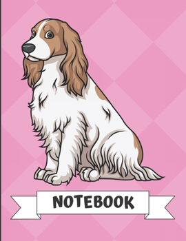 Notebook: White Brown English Cocker Spaniel Dog Cartoon on a Pink Diamond Background. Book is Filled with Lined Journal Paper for Notes and Creating Writing.
