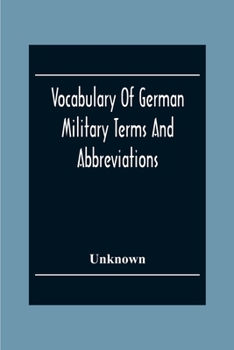 Paperback Vocabulary Of German Military Terms And Abbreviations Book