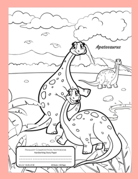 Paperback Primary Composition Notebook Handwriting Story Paper: K-2 Grades School Book - 60 Dotted Mid-Line With Picture Frame - Pages of Dinosaurs to Color - 6 Book