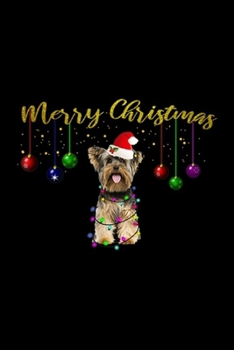 Merry Christmas: Merry Christmas Yorkshire Terrier Santa Hat Xmas Lights  Journal/Notebook Blank Lined Ruled 6x9 100 Pages