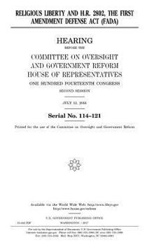 Paperback Religious liberty and H.R. 2802, the First Amendment Defense Act (FADA) Book