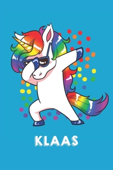 Klaas: Personalisiertes Design Notizbuch Einhorn 120 linierte Seiten – Perfekte Geschenkidee für die Schuhe oder Weihnachten mit Vornamen DIN A5 (himmelblau) (German Edition)