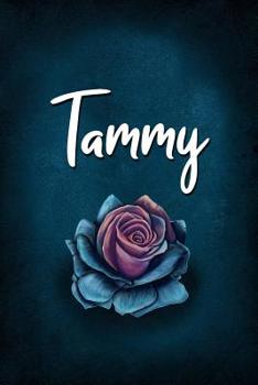 Tammy: Personalized Name Journal, Lined Notebook with Beautiful Rose Illustration on Blue Cover