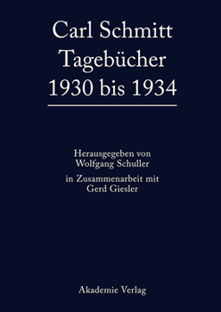 Hardcover Carl Schmitt Tagebucher 1930 Bis 1934 [German] Book