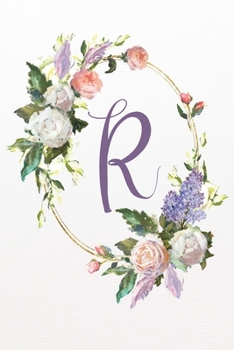 R: White Pink Floral 6”x9” Lined Notebook (White Pink Floral Alphabet Series 6”x9” Notebook - Letter R)