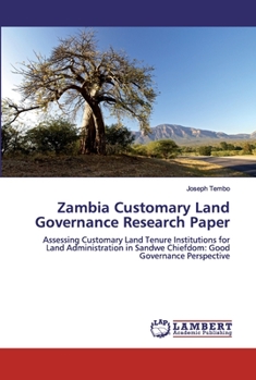 Paperback Zambia Customary Land Governance Research Paper Book