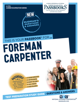 Paperback Foreman Carpenter (C-1779): Passbooks Study Guide Volume 1779 Book