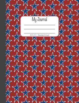 Paperback My Journal: 8.5x11, Standard Lined - Blue stars on Red Book