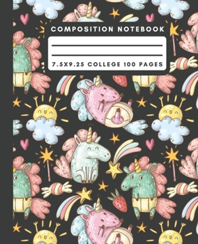 Composition Notebook: Cute Baby Unicorn Composition Notebook College Ruled Paper Notebook Journal For Writing Blank Lined Workbook for Students For School Homework