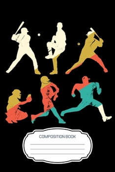 Composition Notebook: Retro Style Batter Baseball Vintage Homerun Fans Lined Notebook Journal Diary 6x9
