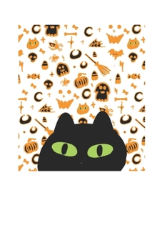 Paperback Cute Black Cat with Green Eyes 120 Page Notebook Lined Journal for Halloween Lovers Book