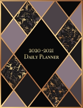 Paperback 2020-2021 Daily Planner: Luxury Gold and Black Marble Diamond Print Cover 12 Month Calendar Planner Large 8x11" Weekly and Monthly Agenda Plann Book
