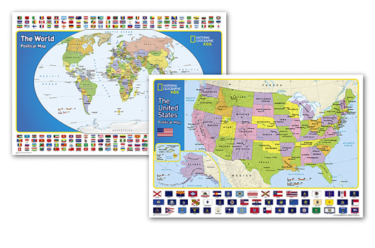 Misc. National Geographic World and United States for Kids Maps (Poster Size: 36 X 24 In) [Map Pack Bundle] Book