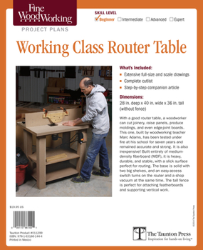 Misc. Supplies Fine Woodworking's Working-Class Router Table Plan Book