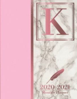 2020-2021 Monthly Planner: Letter K Rose Gold Pink Marble Monogram Planner January 2020 - December 2021 At A Glance 24 Month Dated Initial Diary (8.5” x 11”)