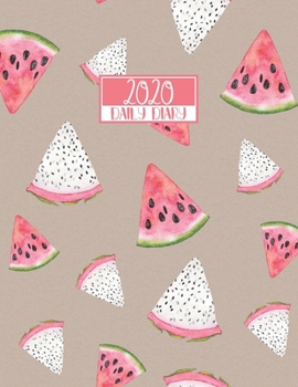 2020 Daily Diary: A4 Day on a Page to View Full DO1P Planner Lined Writing Journal | Kraft with Pink & Green Watercolour Watermelons (2020 A4 Daily Diaries)