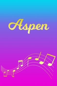 Aspen: Sheet Music Note Manuscript Notebook Paper | Pink Blue Gold  Personalized Letter A Initial Custom First Name Cover | Musician Composer ... Notepad Notation Guide | Compose Write Songs