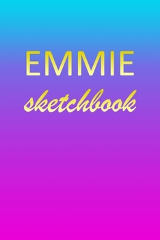 Paperback Emmie: Sketchbook - Blank Imaginative Sketch Book Paper - Pink Blue Gold Custom Letter E Personalized Cover - Teach & Practic Book