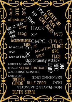 RPG Journal: Role Playing Game Style Notebook Vintage Golden Black RPG Terms Cover Design