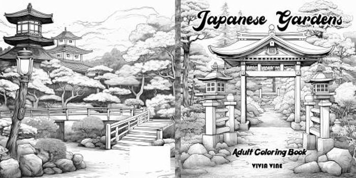 Paperback Japanese Gardens Adult Coloring Book
