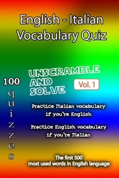 Paperback English - Italian Vocabulary Quiz - Match the Words - Volume 1 Book